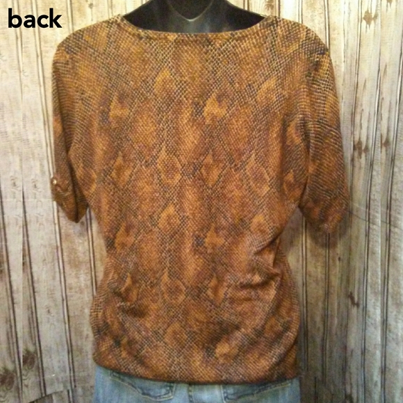1/2 Sleeve Knit Python Print Top by WHBM - Picture 5 of 8
